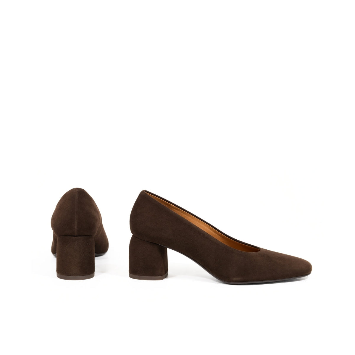 Michele Lopriore Angela Block Heel Pump, Suede Brown, gallery view 3
