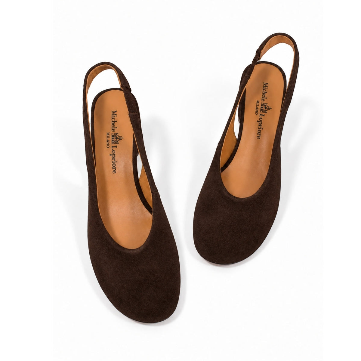 Michele Lopriore Angela Sling-Back Pump, Suede Brown, gallery view 4