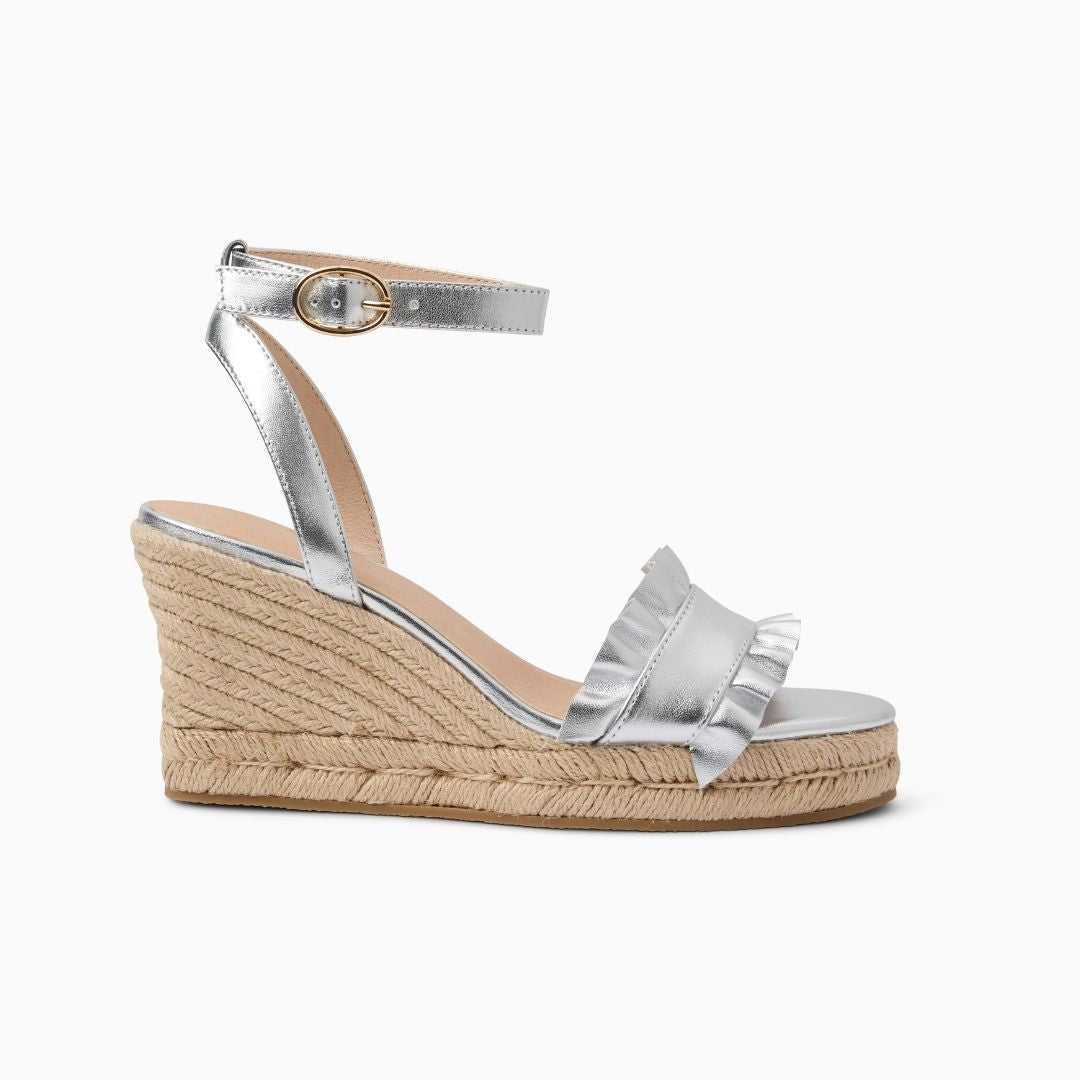 Jack Rogers - Rozette Ruffle Wedge - Metallic Silver - view 2