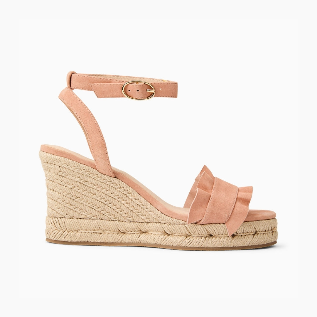 Jack Rogers - Rozette Ruffle Wedge - Suede Toast - view 2