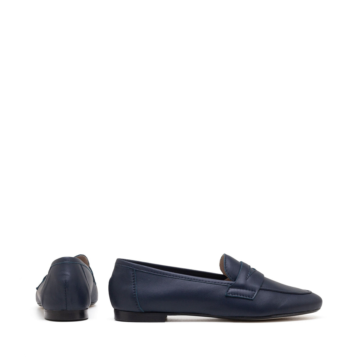 Michele Lopriore Paola Moccasin, blue leather, gallery view 2