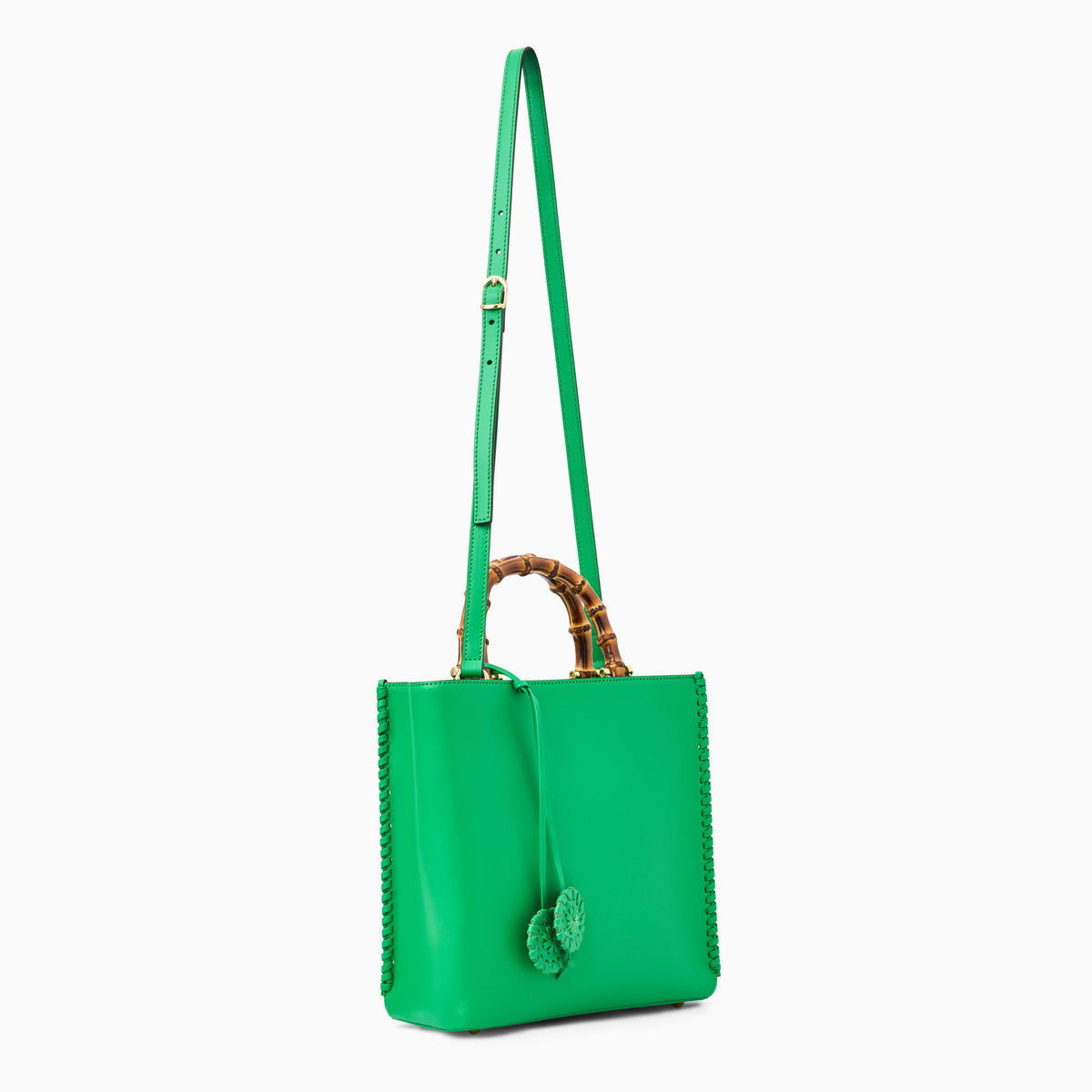 Lucianna Italian Leather Handbag in Grass Green, product view 5