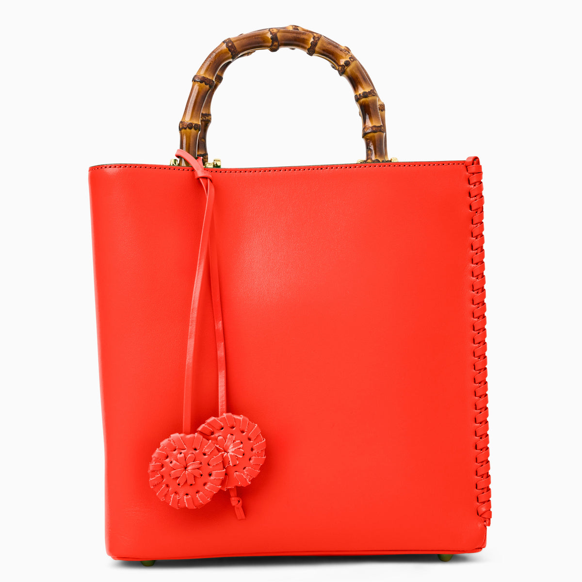 Lucianna Italian Leather Handbag in Coral, product view 1