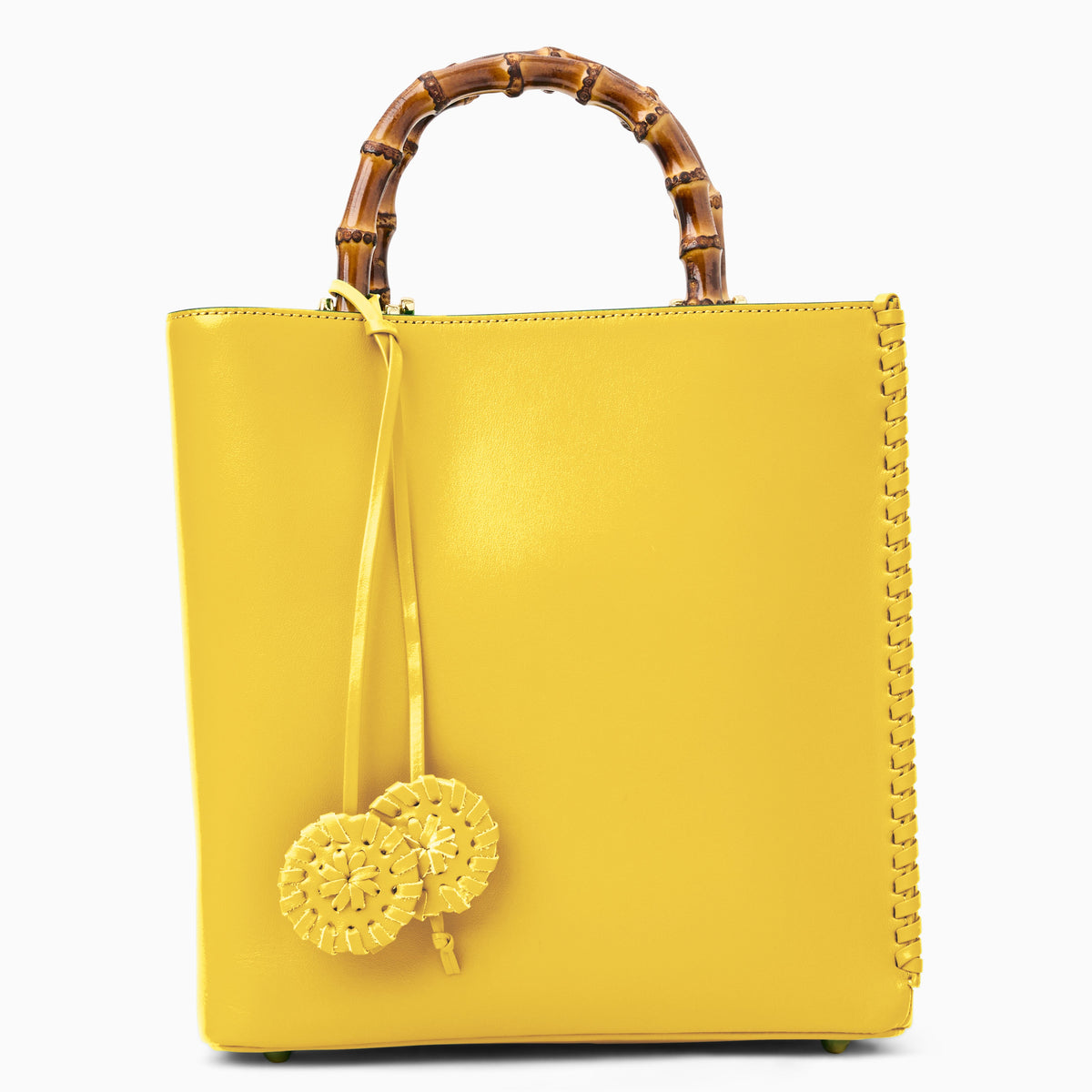 Lucianna Italian Leather Handbag in Bright Yellow, product view 1