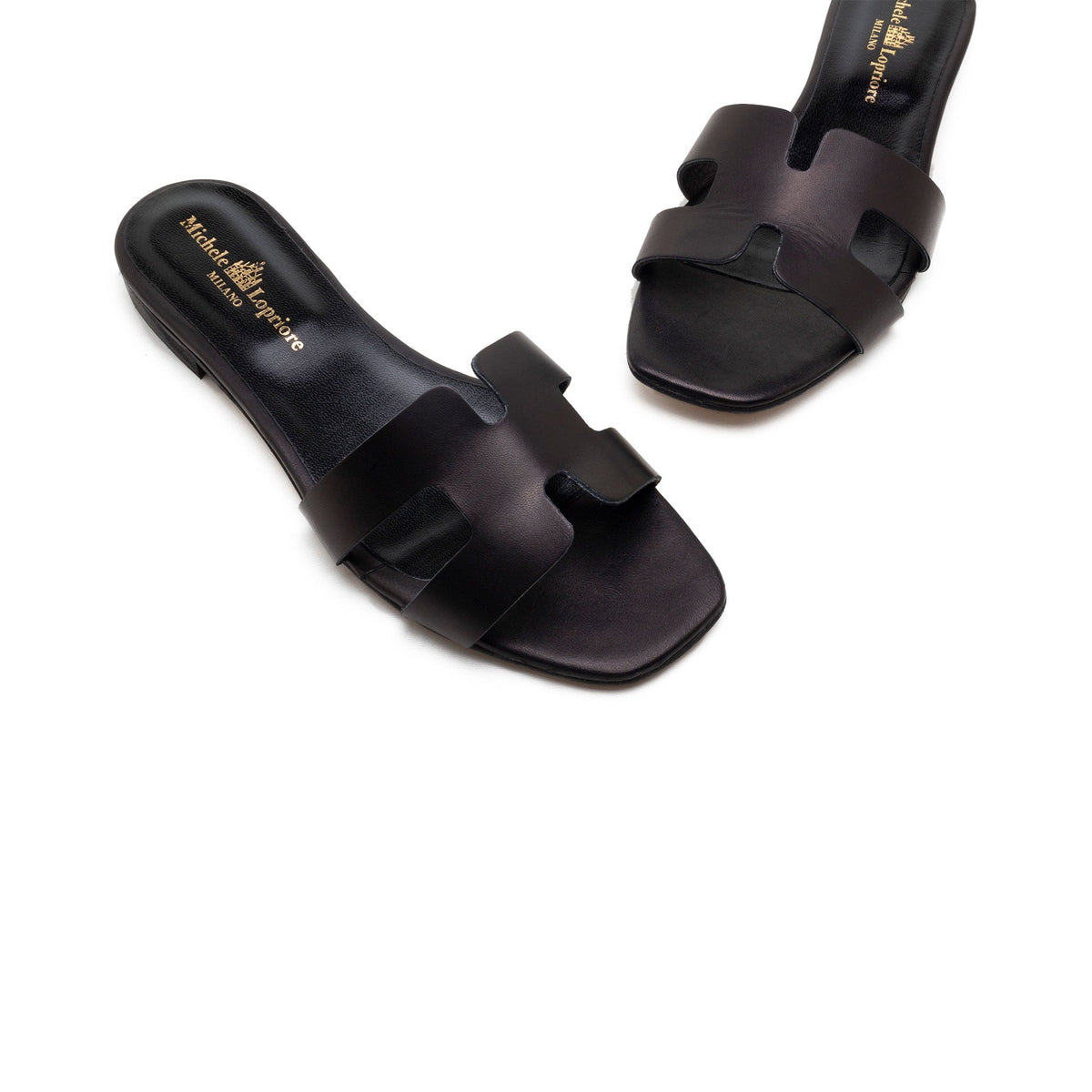 Michele Lopriore Creta Slides, Leather Black, gallery view 3