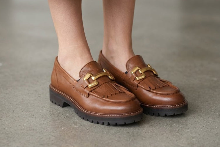 Eric Michael Whisper leather chunky lug sole loafer in Brown — view 3
