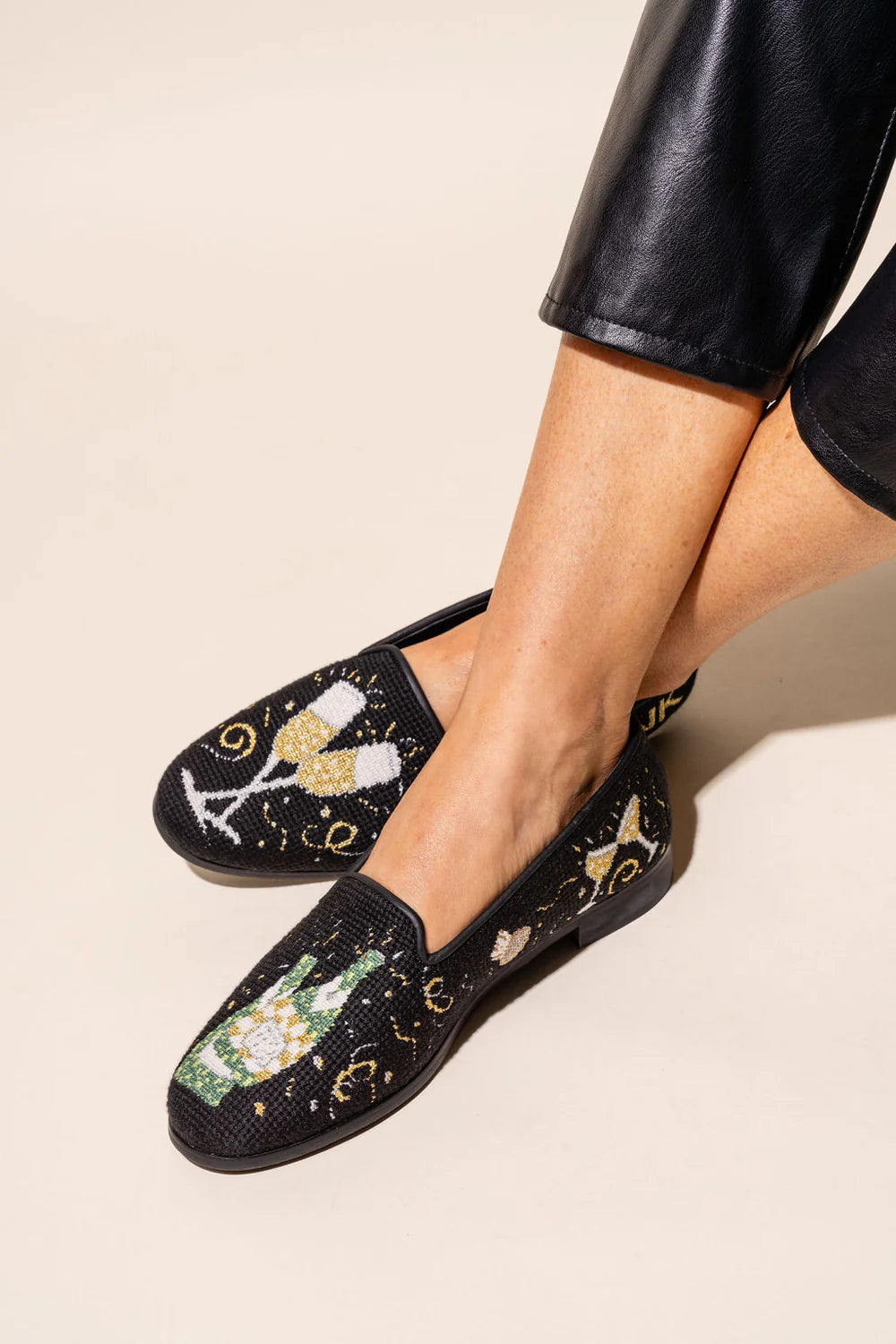 BY PAIGE - NEEDLEPOINT LOAFER IN CHAMPAGNE