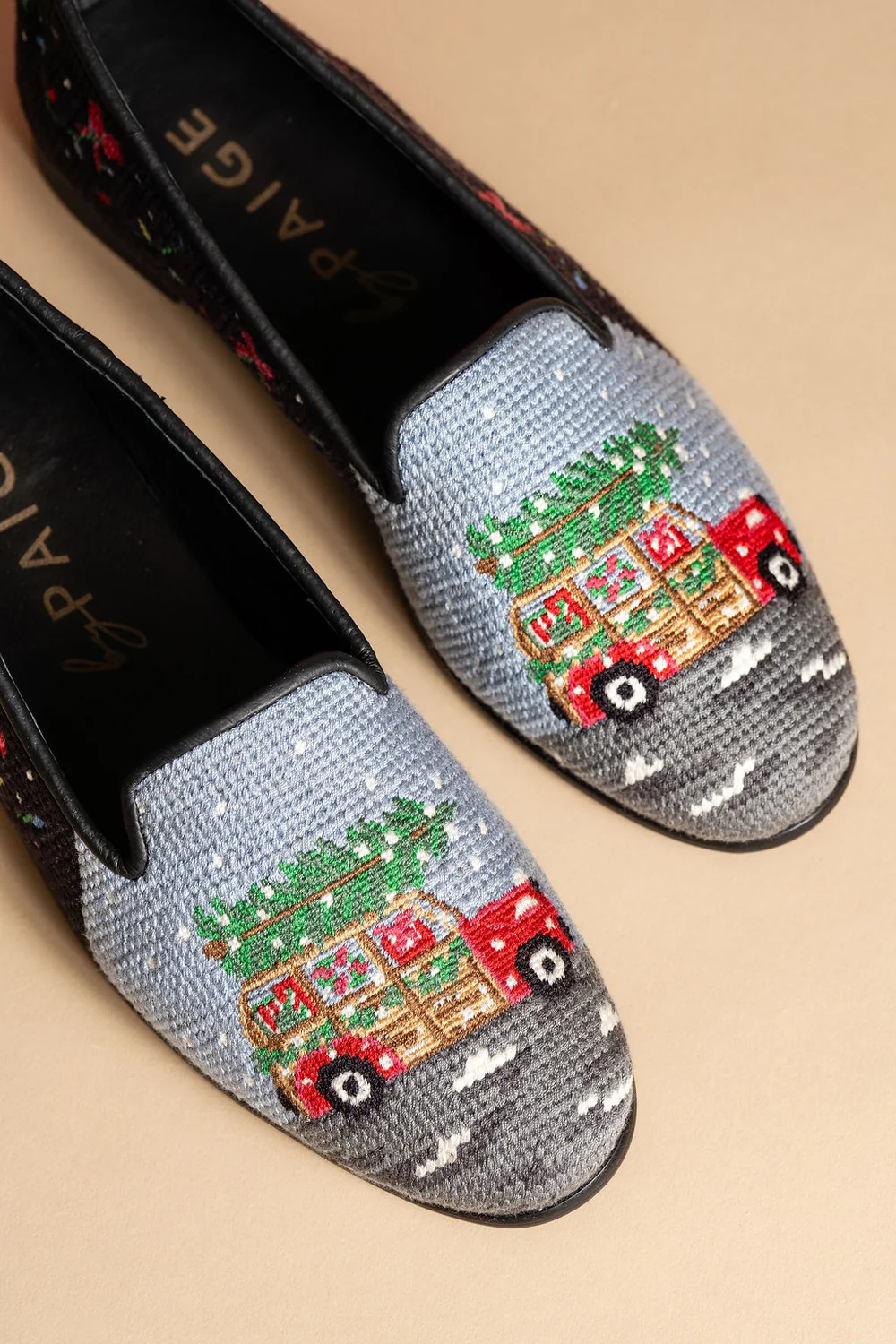 BY PAIGE - NEEDLEPOINT LOAFER IN CHRISTMAS TREE FARM