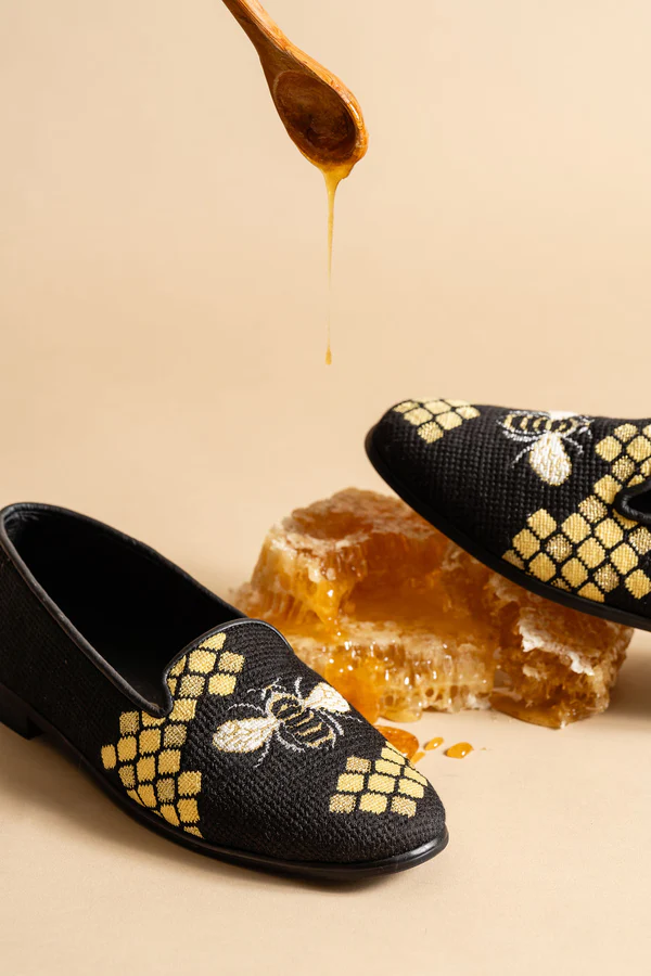 BY PAIGE - NEEDLEPOINT LOAFER IN HONEYCOMB BEE