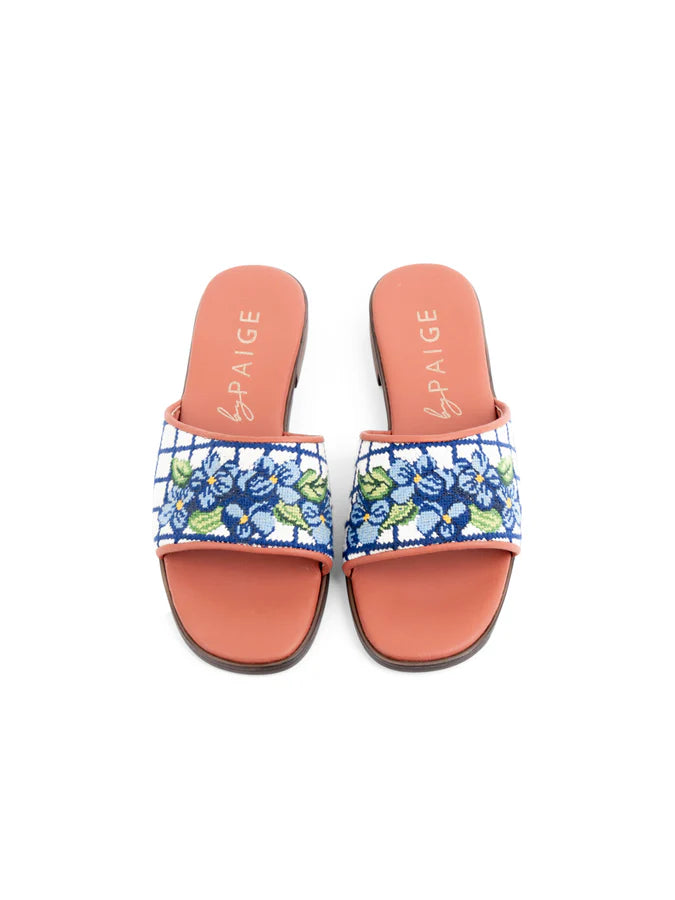 BY PAIGE - NEEDLEPOINT SANDAL IN HYDRANGEA - SIZE 7