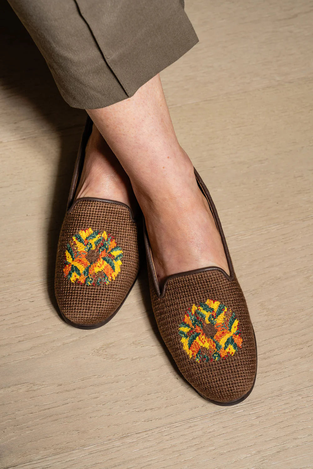 BY PAIGE - NEEDLEPOINT LOAFER IN AUTUMN LEAVES WREATH