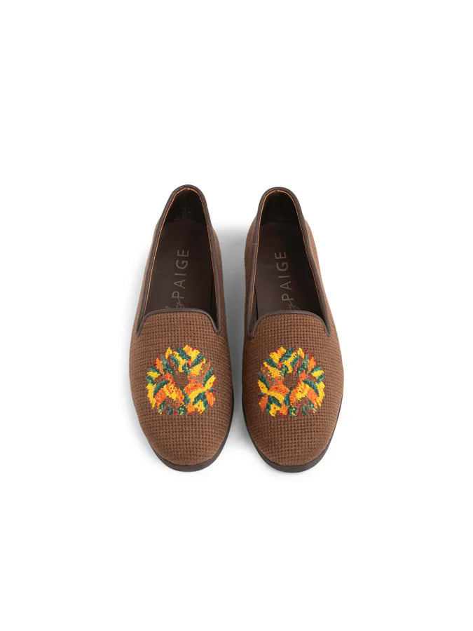 BY PAIGE - NEEDLEPOINT LOAFER IN AUTUMN LEAVES WREATH