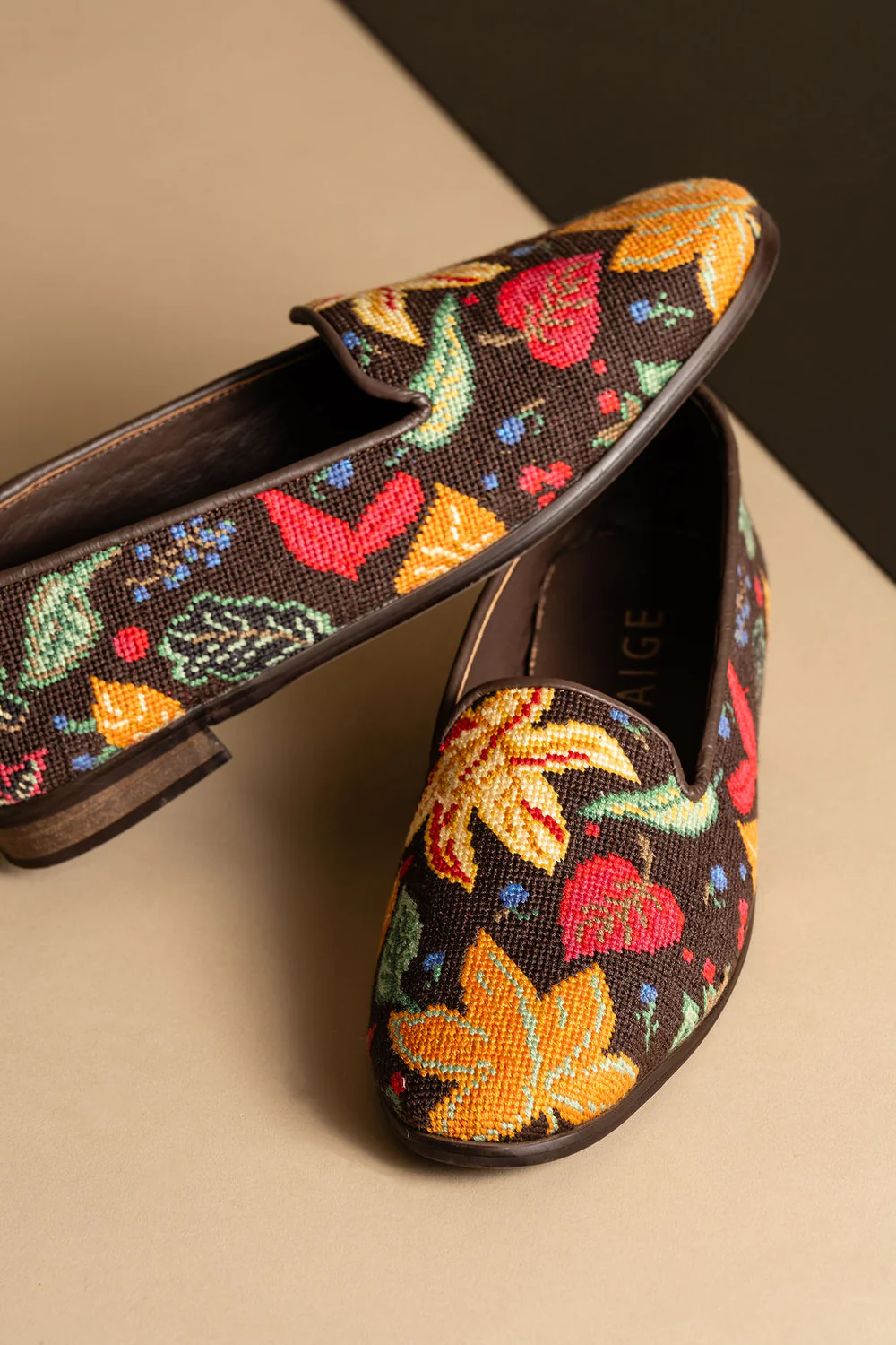 BY PAIGE - NEEDLEPOINT LOAFER IN FALL LEAVES