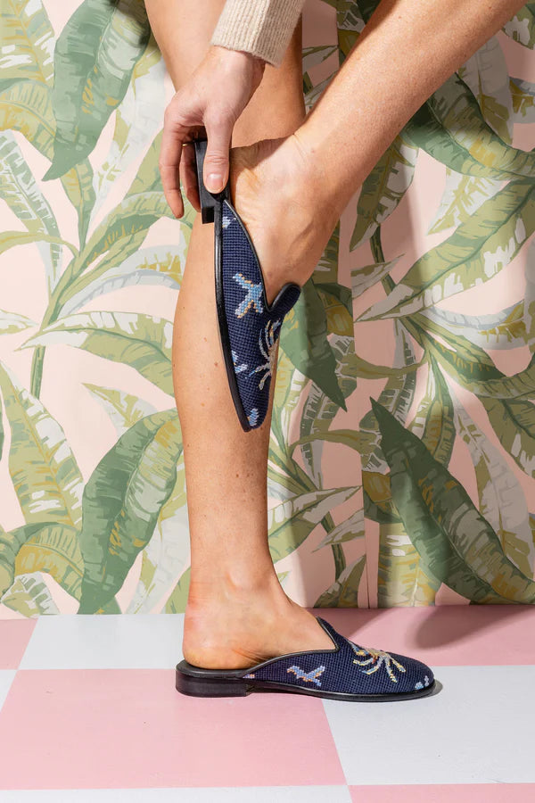BY PAIGE - NEEDLEPOINT MULE  IN CRAB