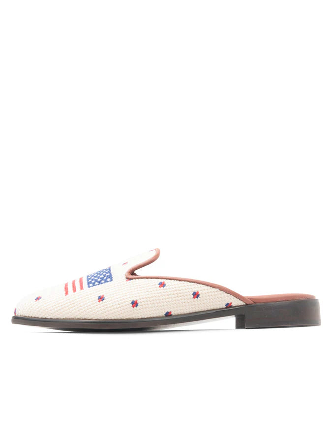 BY PAIGE - NEEDLEPOINT MULE IN AMERICAN FLAG
