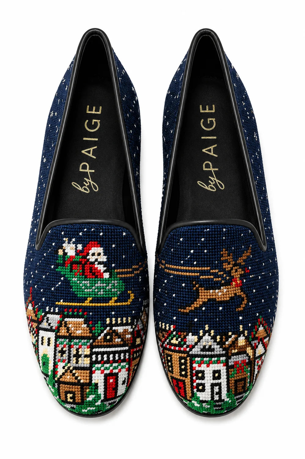 BY PAIGE - NEEDLEPOINT LOAFER SANTA & REINDEER