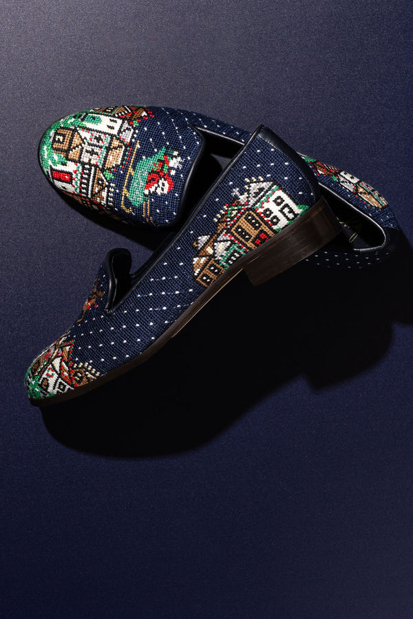 BY PAIGE - NEEDLEPOINT LOAFER SANTA & REINDEER