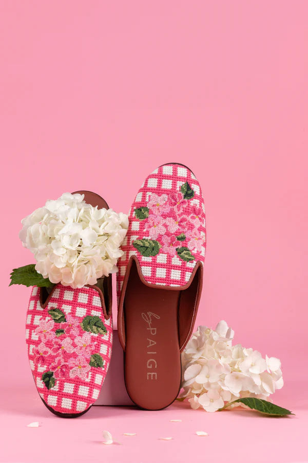 BY PAIGE - NEEDLEPOINT MULE IN HYDRANGEA