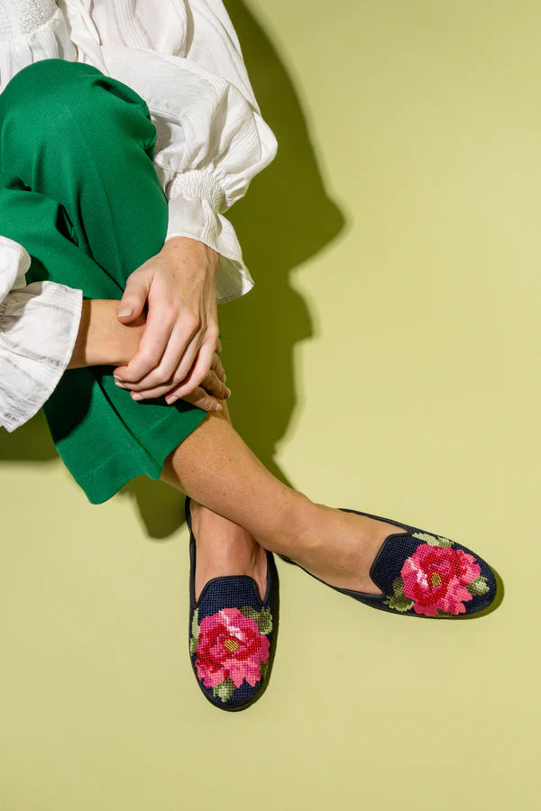 BY PAIGE - NEEDLEPOINT MULE IN PINK PEONY