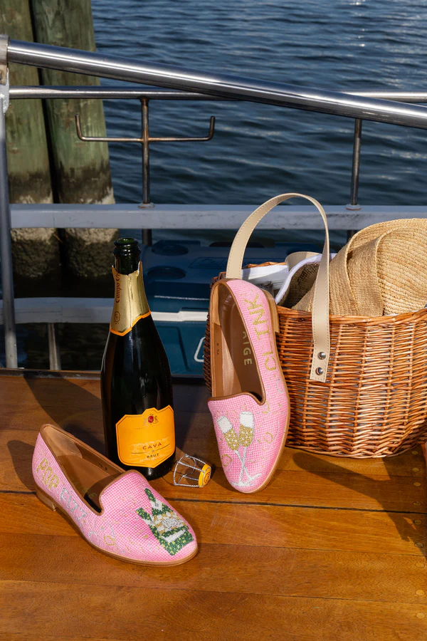 BY PAIGE - NEEDLEPOINT LOAFER IN CHAMPAGNE
