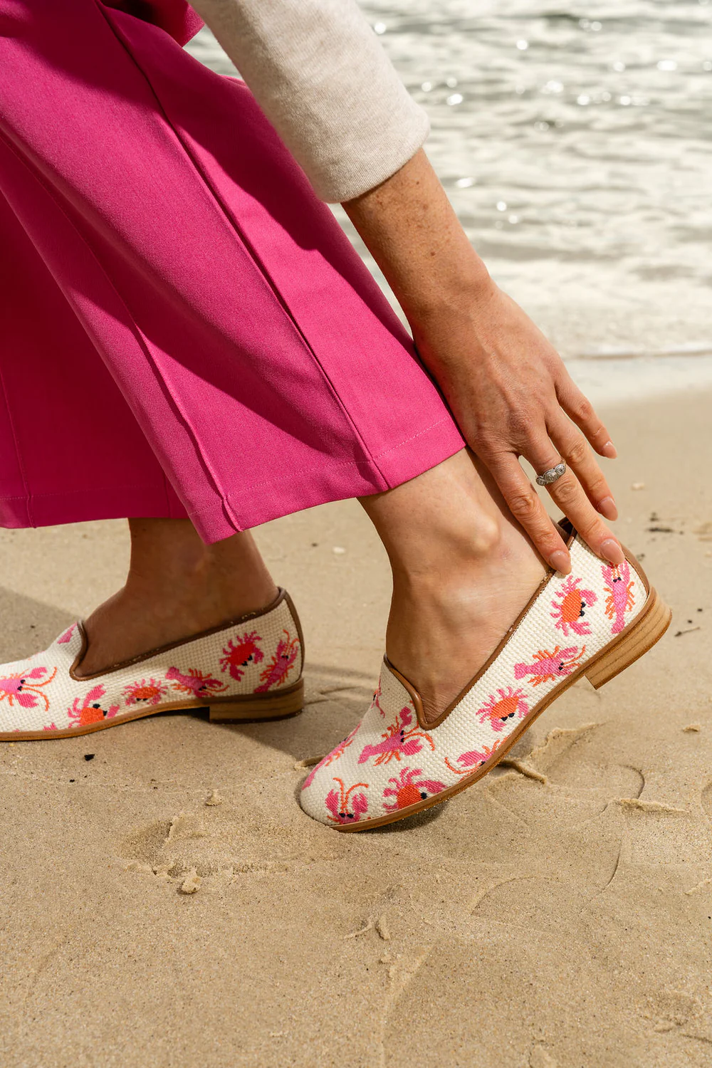 BY PAIGE - NEEDLEPOINT LOAFER IN CRAB & LOBSTER
