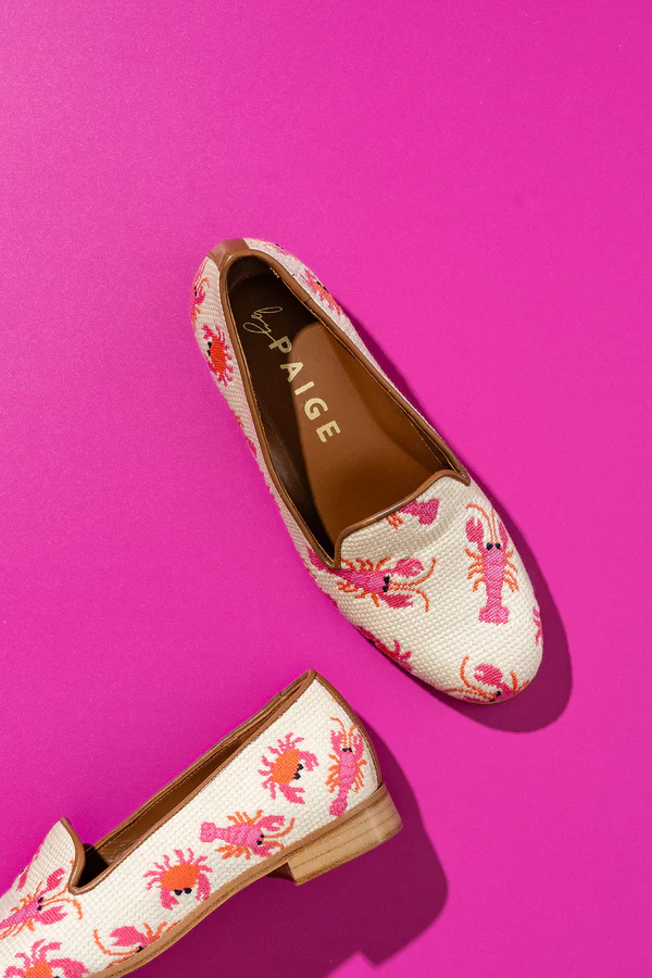 BY PAIGE - NEEDLEPOINT LOAFER IN CRAB & LOBSTER