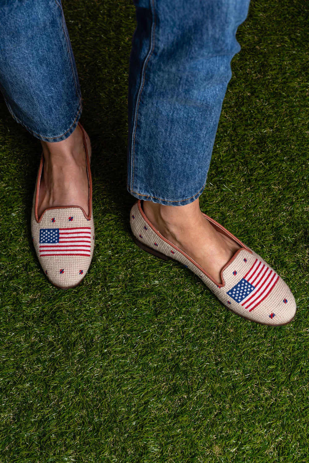 BY PAIGE - NEEDLEPOINT LOAFER IN AMERICAN FLAG