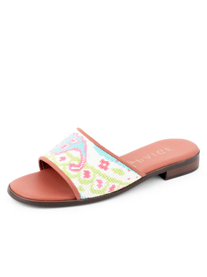 BY PAIGE - NEEDLEPOINT SANDAL IN PREPPY PAISLEY - SIZE 7
