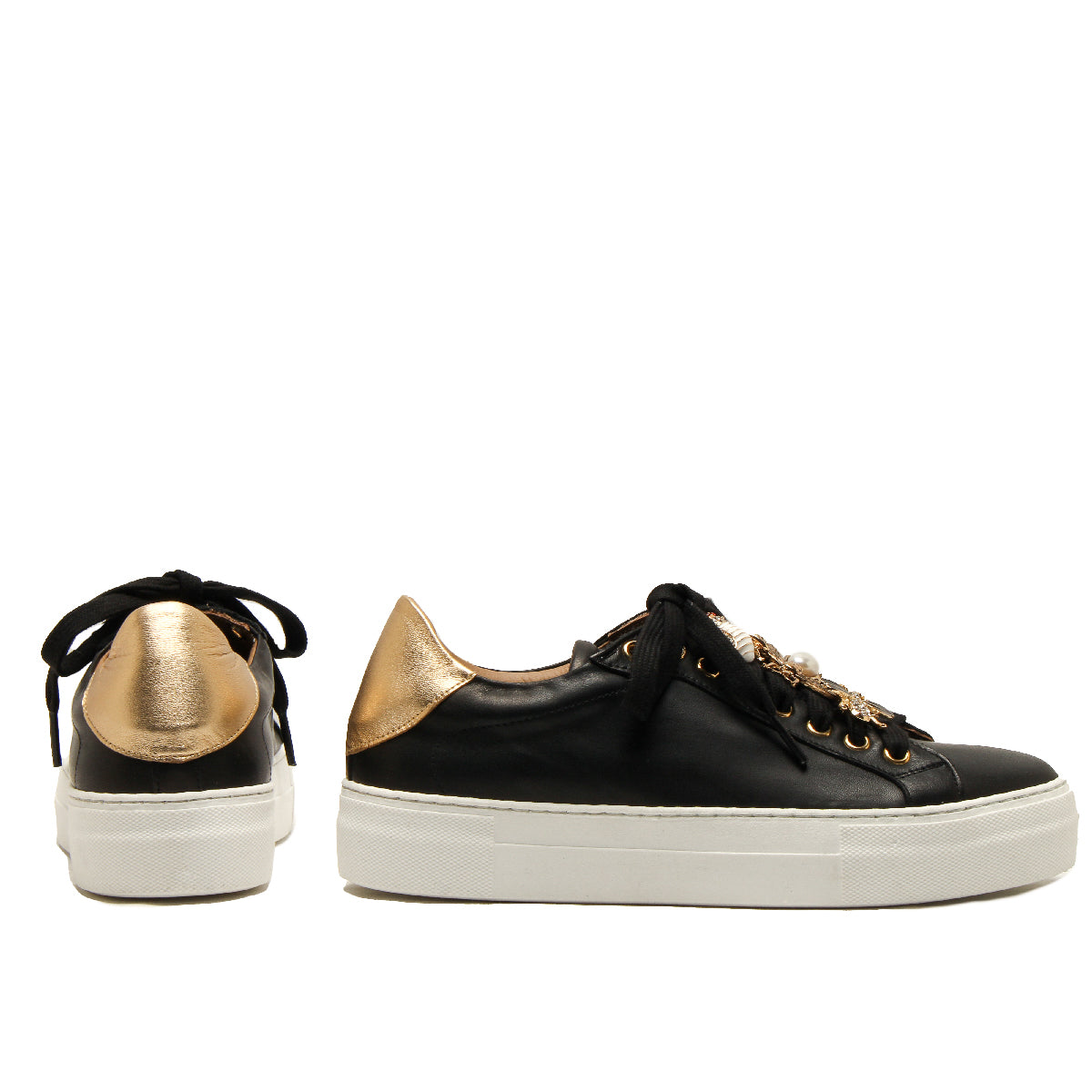 Michele Lopriore Farfallina Sneaker, Leather Black, rear and side views