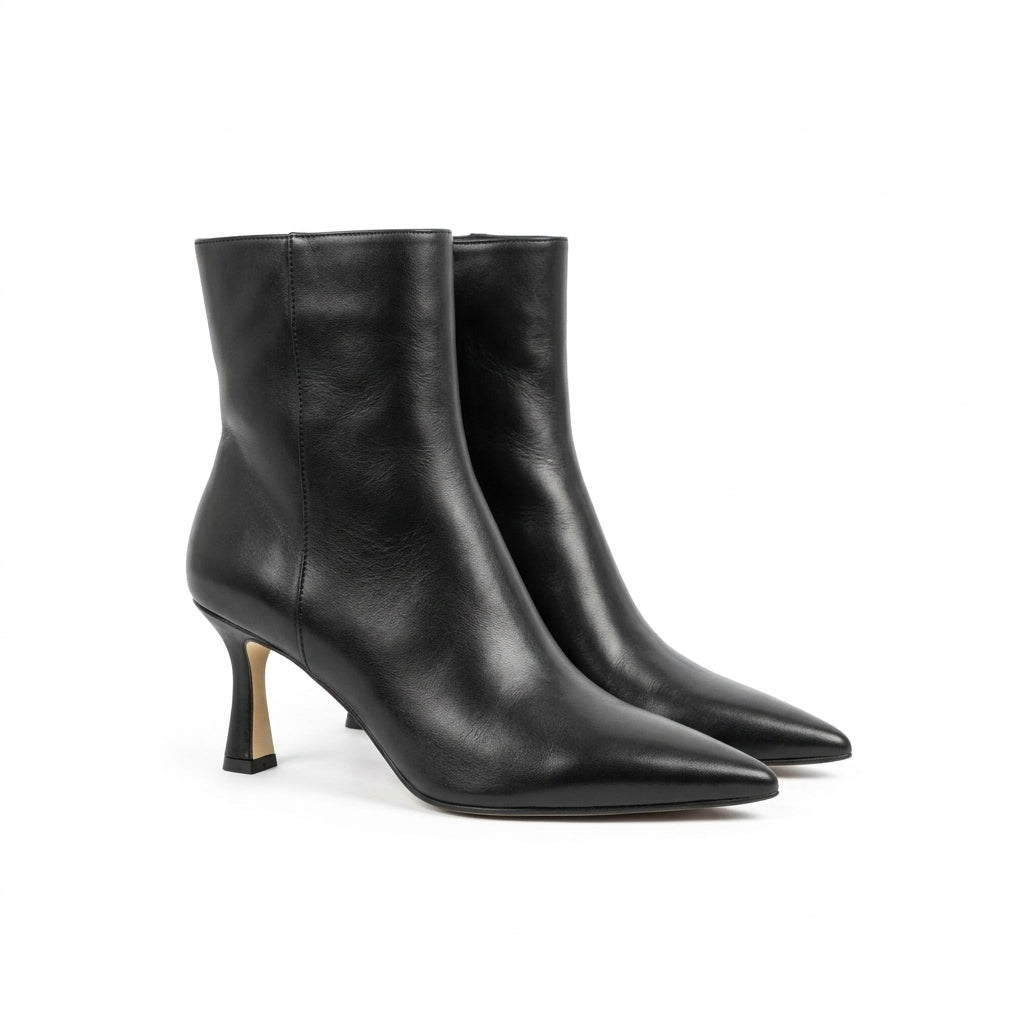 Michele Lopriore Carolina Stiletto Booties, Leather Black, gallery view 3