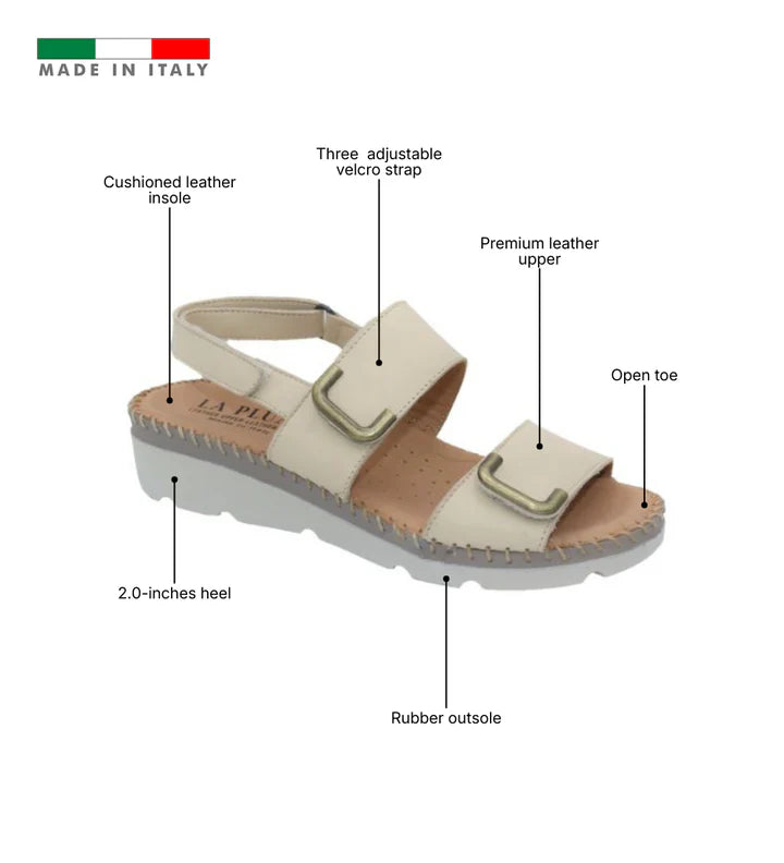 La Plume - Chrisa Women’s Triple-Strap Leather Sandal