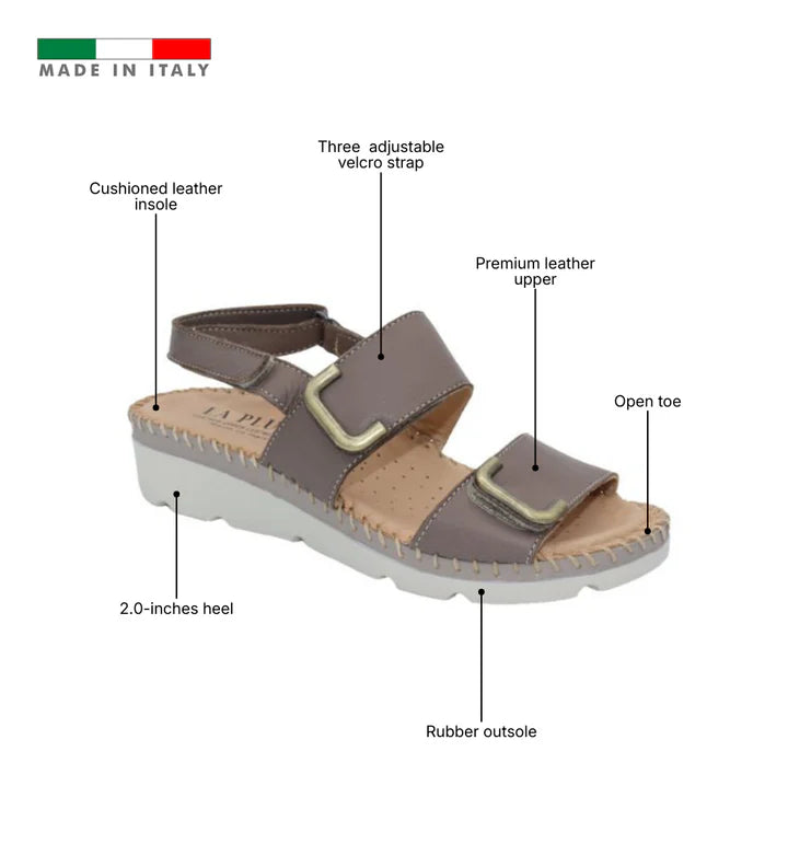 La Plume - Chrisa Women’s Triple-Strap Leather Sandal