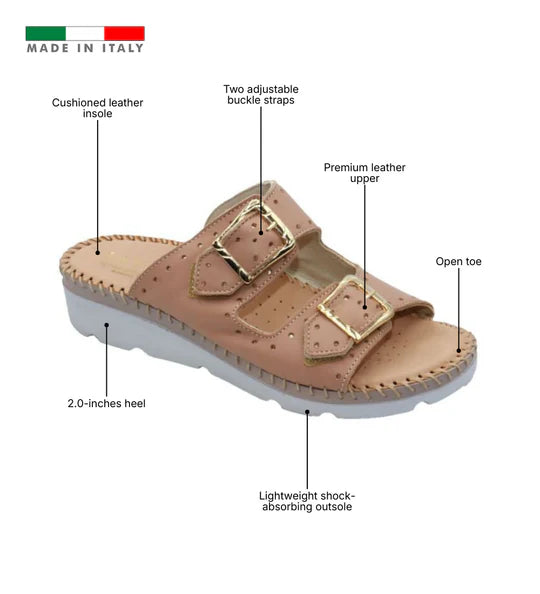 La Plume - Clara Women’s Double-Buckle Leather Sandal