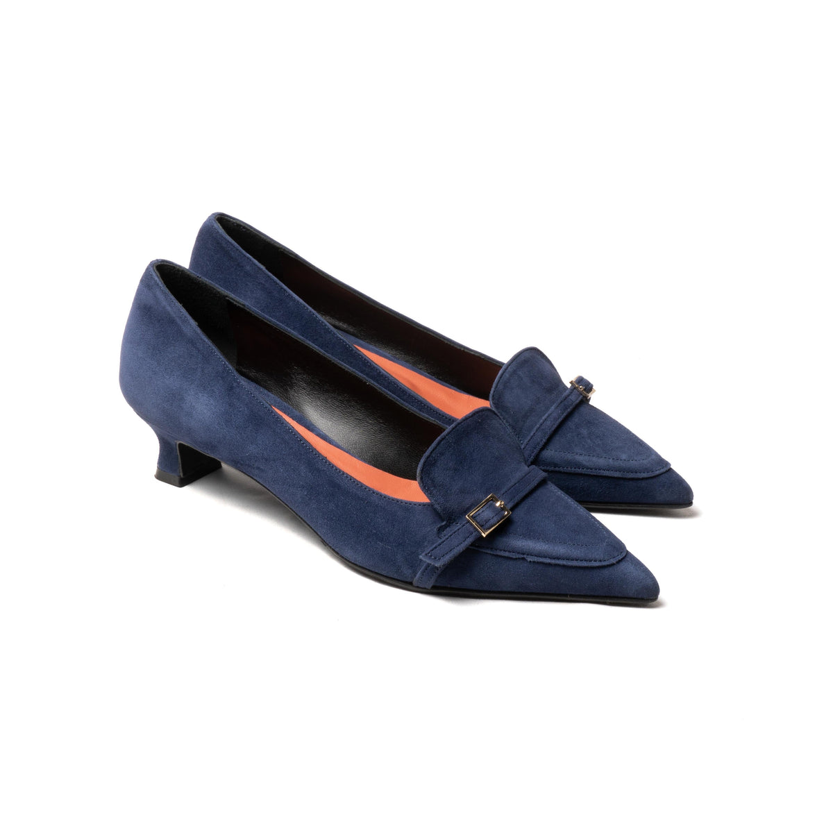 Michele Lopriore Augusta Kitten Heels Pump, Suede Blue, gallery view 3