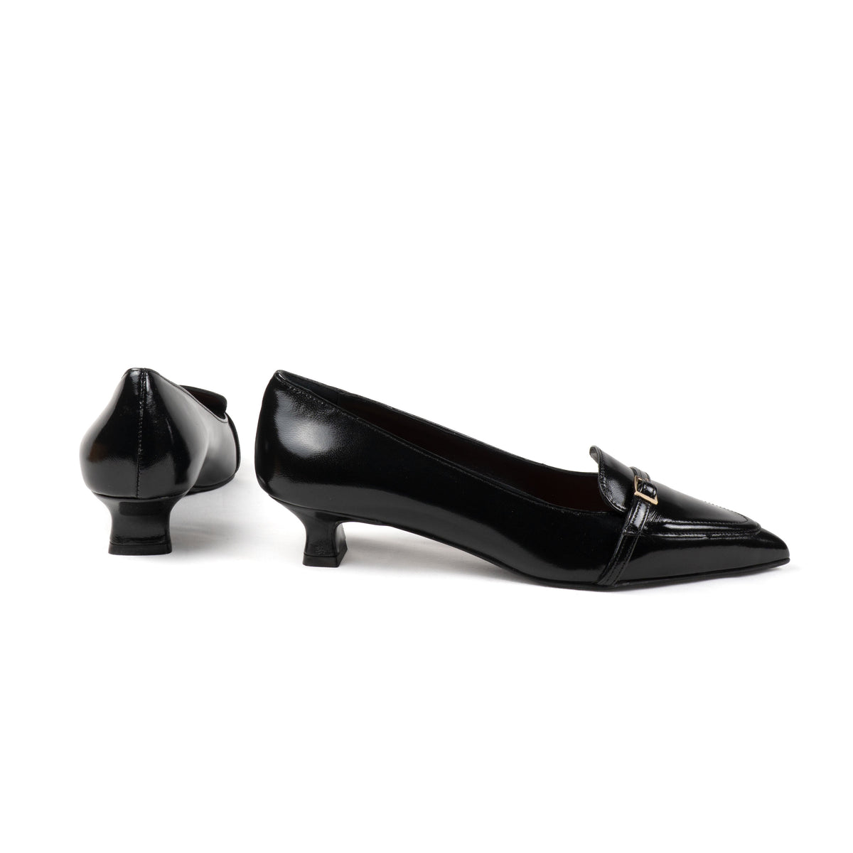 Michele Lopriore Augusta Kitten Heels Pump, Patent Leather Black, gallery view 2