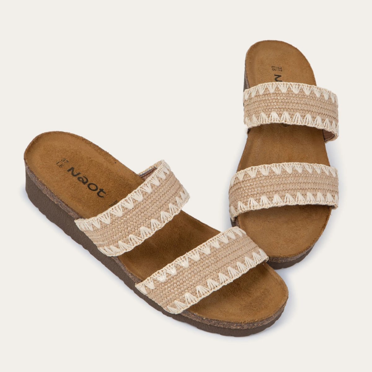 Dylan Slide in Sand/Ivory Stretch, product view 6