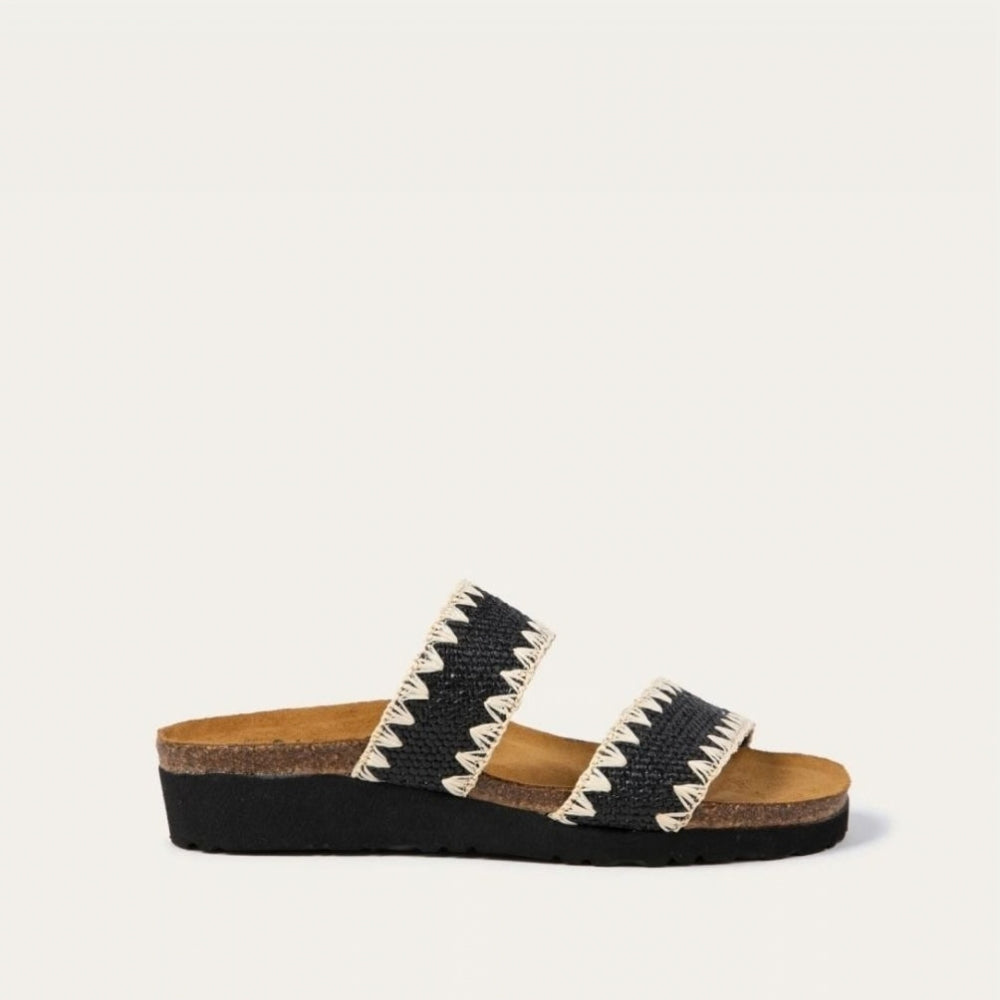 Dylan Slide in Chocolate/Brown Raffia, product view 1