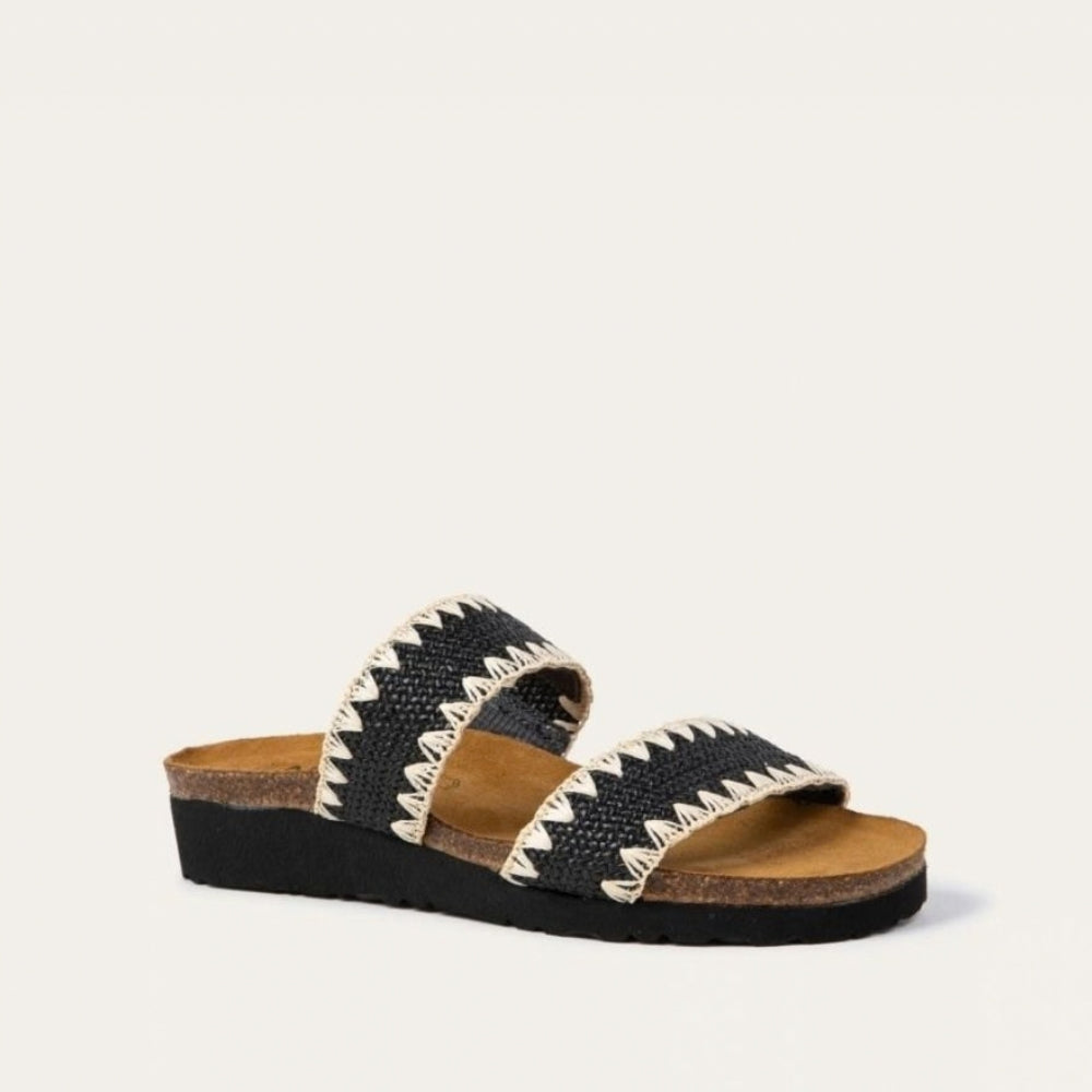 Dylan Slide in Chocolate/Brown Raffia, product view 2