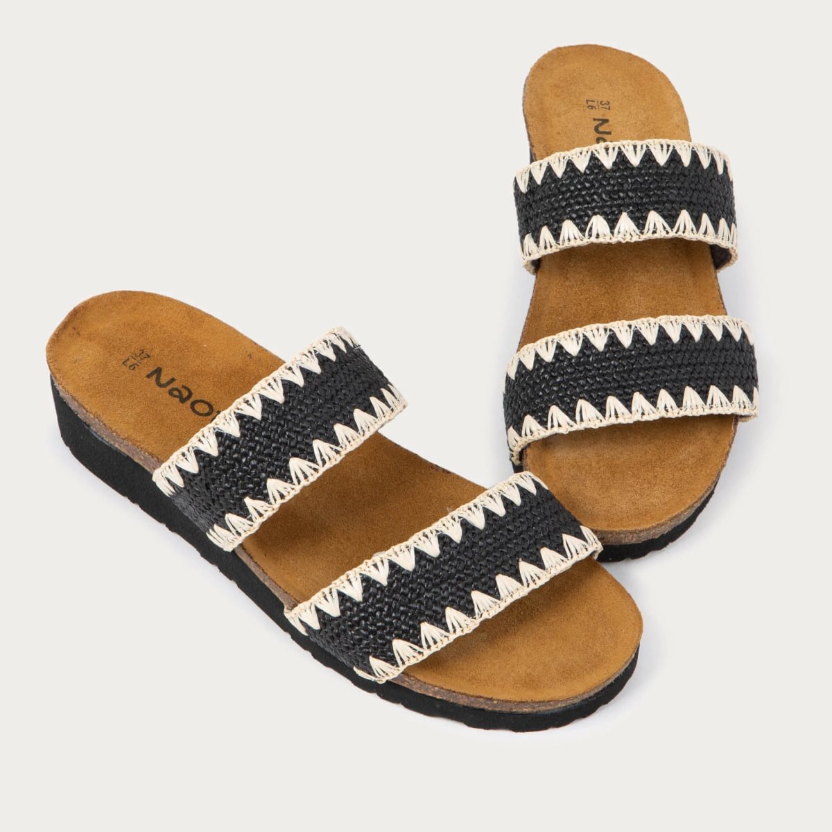 Dylan Slide in Chocolate/Brown Raffia, product view 6