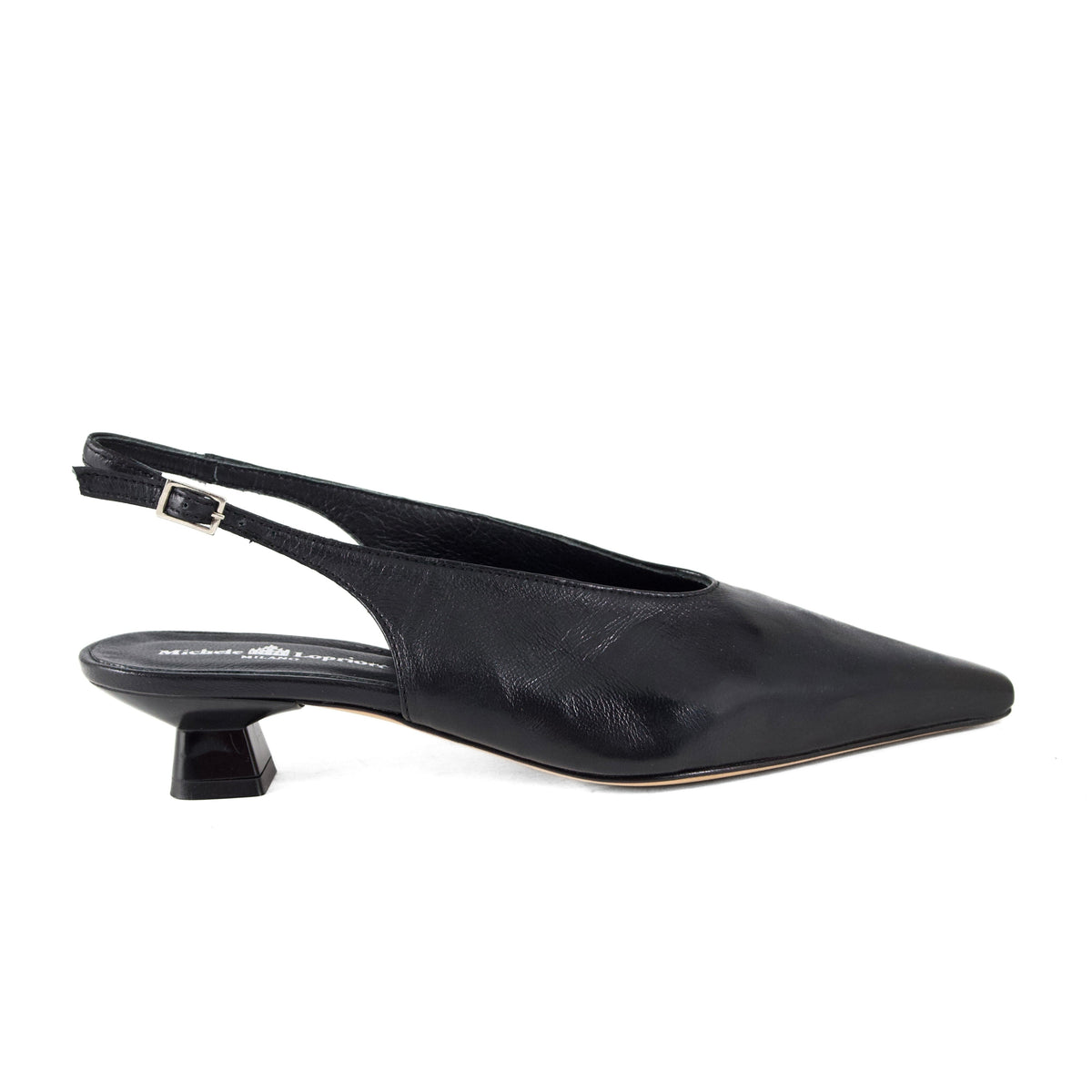 Michele Lopriore Michela Kitten Heels Slingback, Leather Black, product view