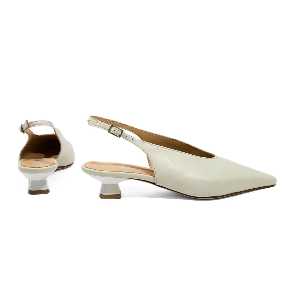 Michele Lopriore Michela Kitten Heels Slingback, Leather Off White, gallery view 2