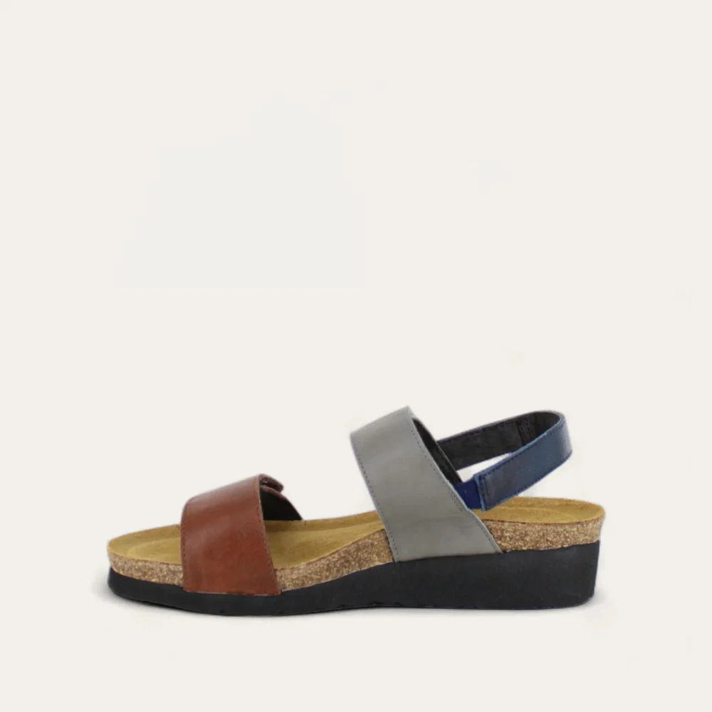 NAOT - EILIANA - SIZE 38 - SOFT CHESTNUT LTHR / FOGGY GREY LTHR / SOFT INK LTHR