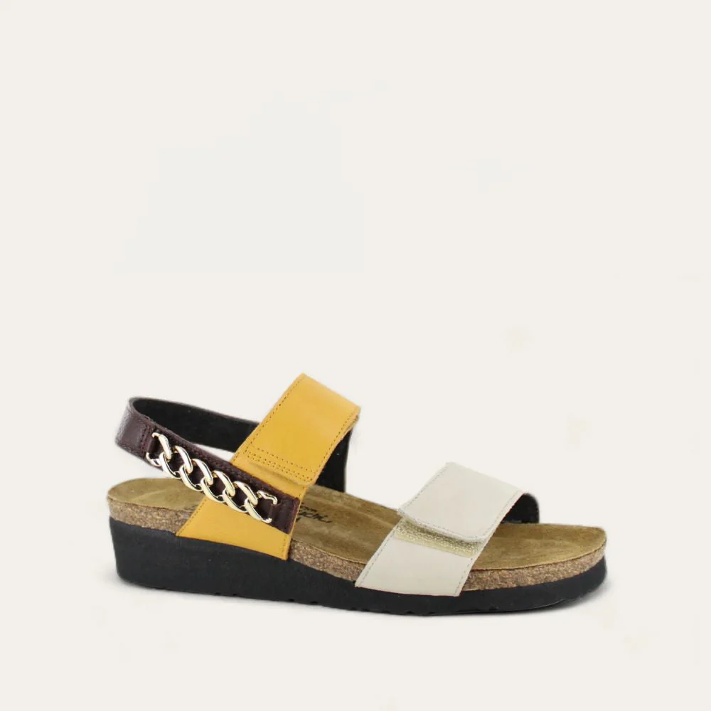 NAOT - EILIANA - SIZE 38 - SOFT IVORY LTHR / MARIGOLD LTHR / SOFT BROWN LTHR