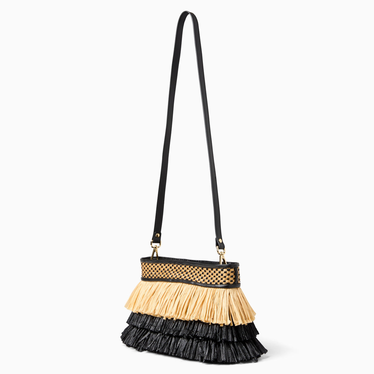 Elba Raffia Purse in Black, product view 3