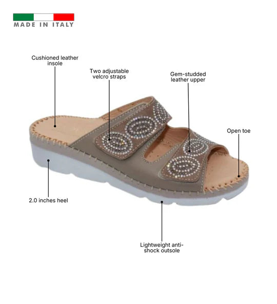 La Plume - Glitz Gem-Studded Leather Sandal