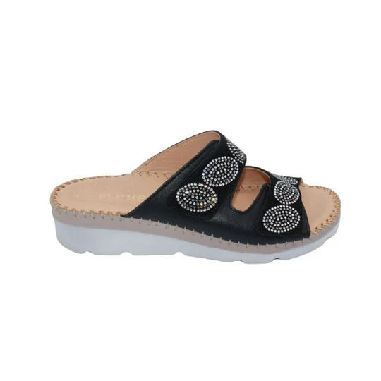 La Plume - Glitz Gem-Studded Leather Sandal