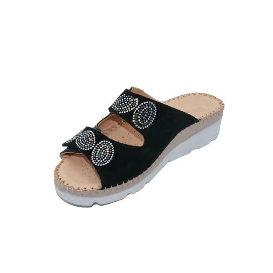 La Plume - Glitz Gem-Studded Leather Sandal