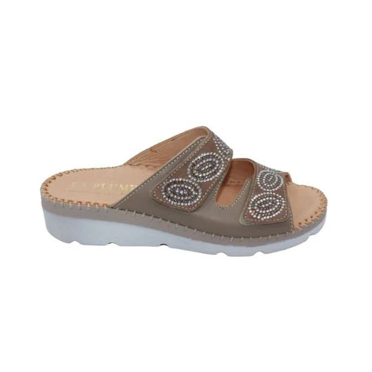 La Plume - Glitz Gem-Studded Leather Sandal