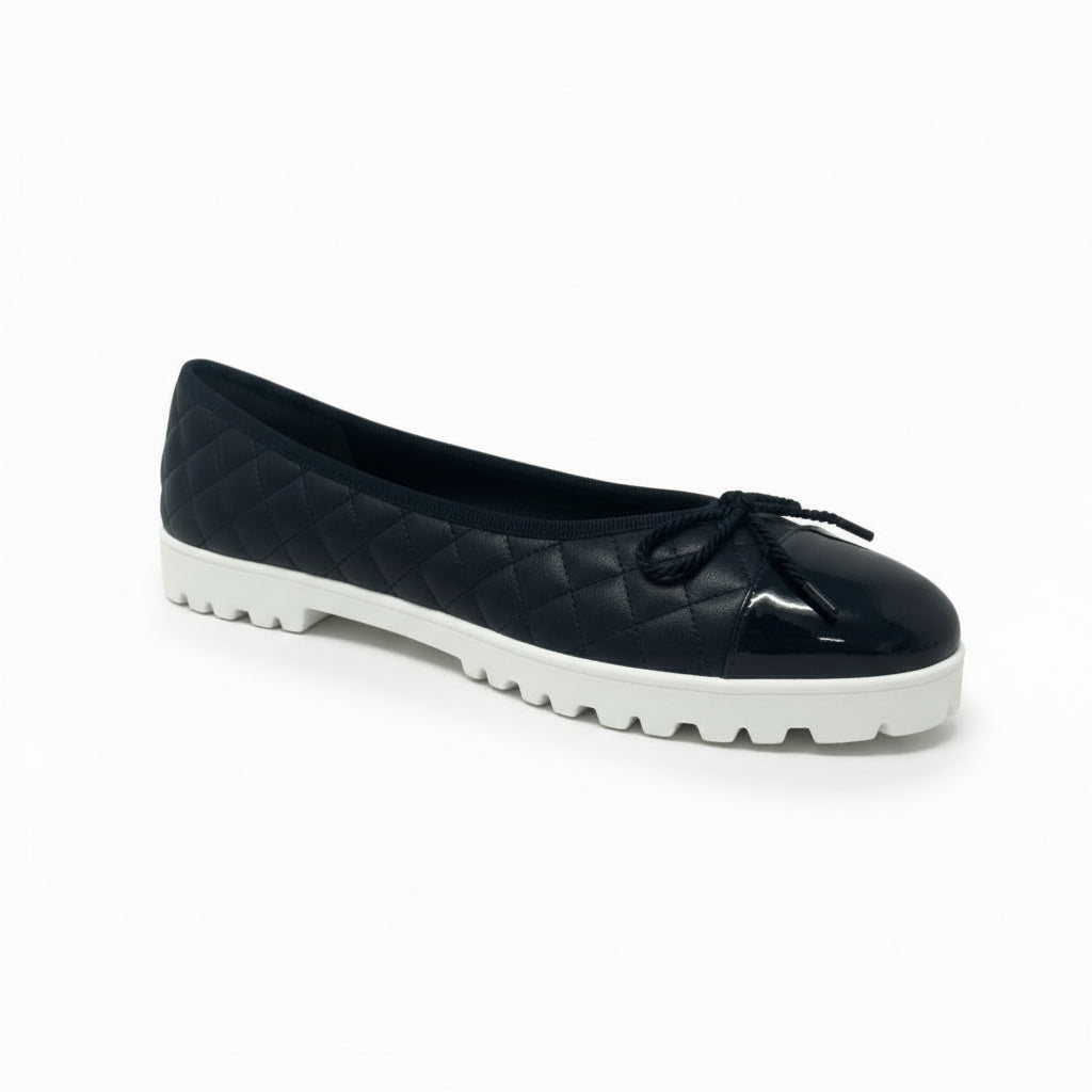 PAUL MAYER - BEST LUG SOLE - SIZE 6 - PATENT NAVY / NAPPA NAVY  (WHITE SOLE)