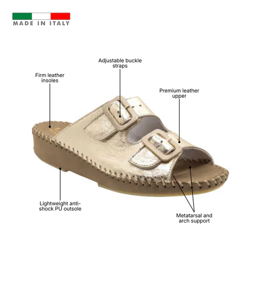 La Plume - Jen Metallic Leather Slide